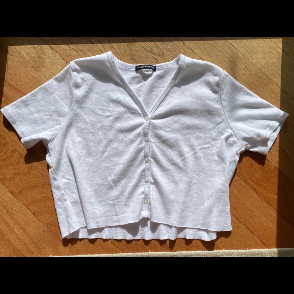 Brandy Melville “Jessie” Button Down Crop Top